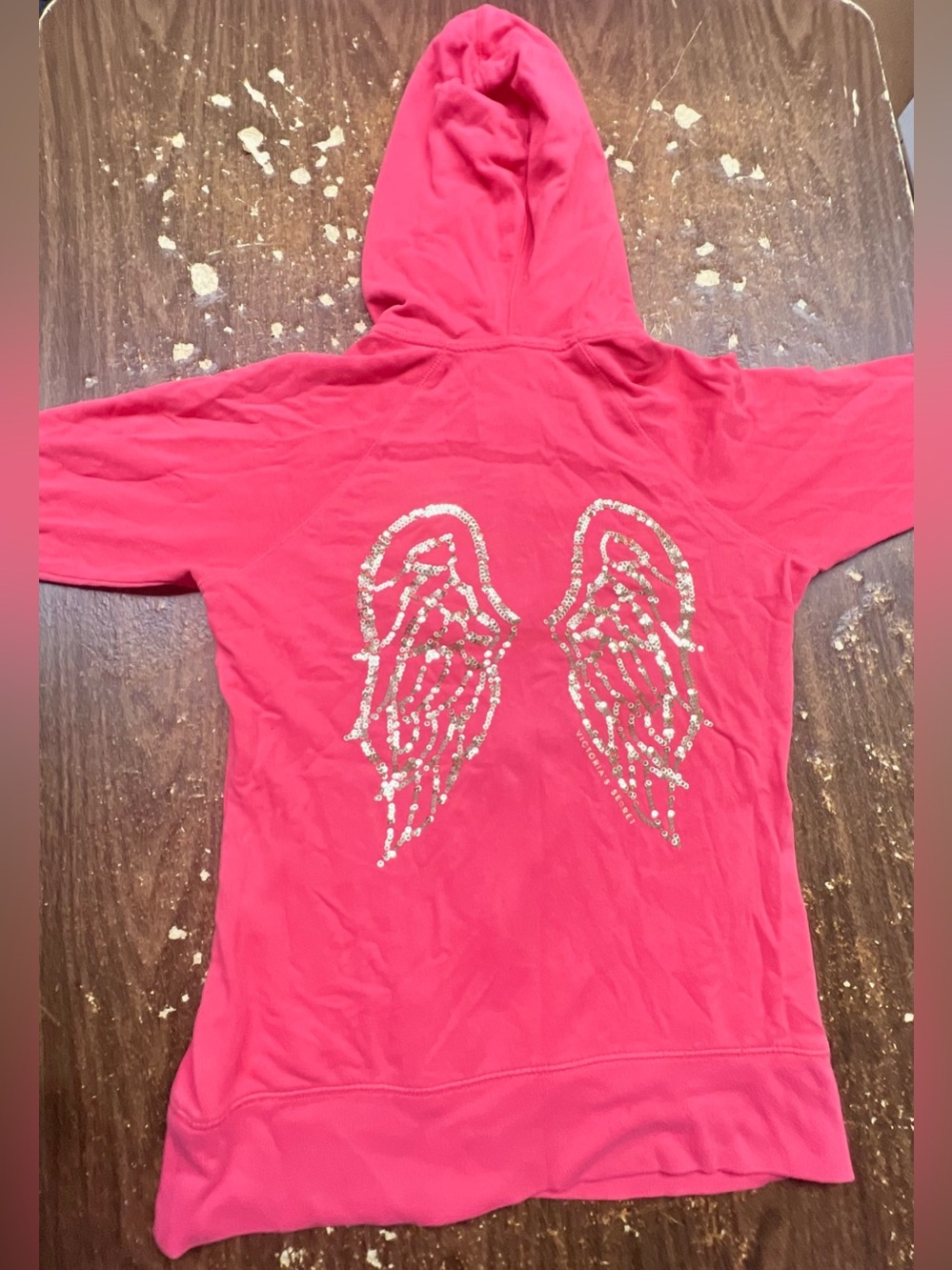 Victoria’s Secret Y2K McBling Gold Silver Sequin Angel Wings Pink Zip Hoodie M